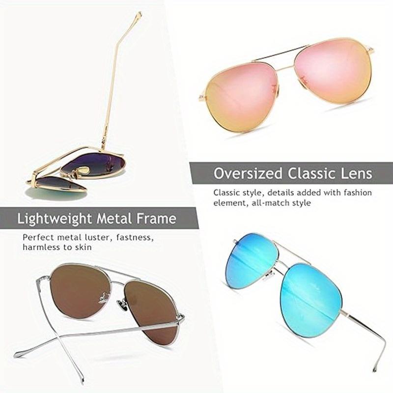 1шт Женские легкие солнцезащитные очки-авиаторы большого размера с зеркальными поляризованными линзами