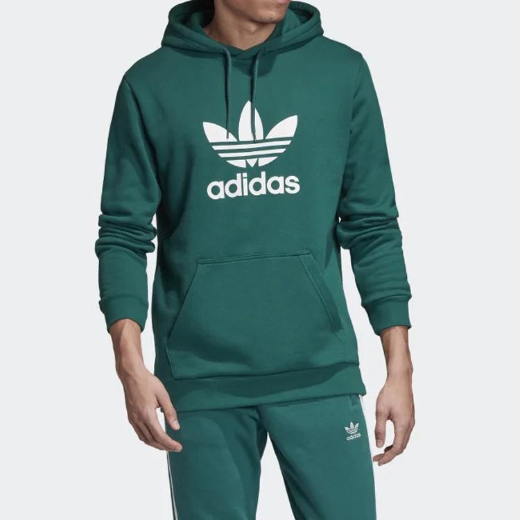 adidas Мужская толстовка с капюшоном Originals Trefoil на шнурке и буквенным принтом, зеленая EJ9681