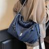 Новая нишевая мода корейская повседневная джинсовая сумка-тоут для поездок на работу универсальная большой вместимости легкая сумка-мессенджер