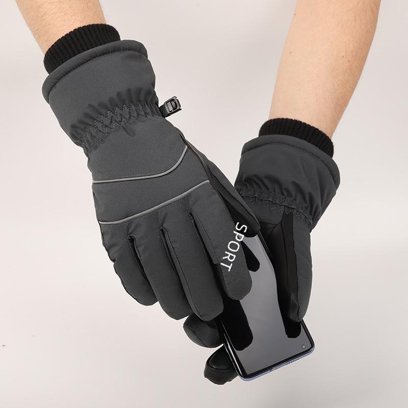 Men's Cold-Proof Thick Velvet Windproof Touchscreen Ski & Motorcycle Gloves for Winter Outdoor Activities