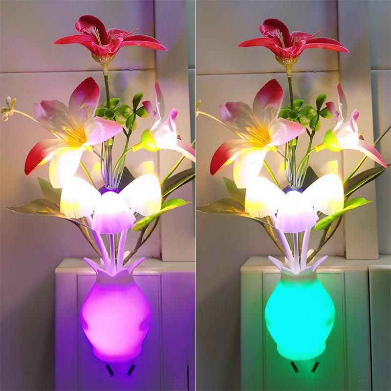 Wall Lamp Home Mushroom Night Lights Induction Luminous Mushroom Lamp US Plug 7 Color Night Light Led Night Lights  Accessories