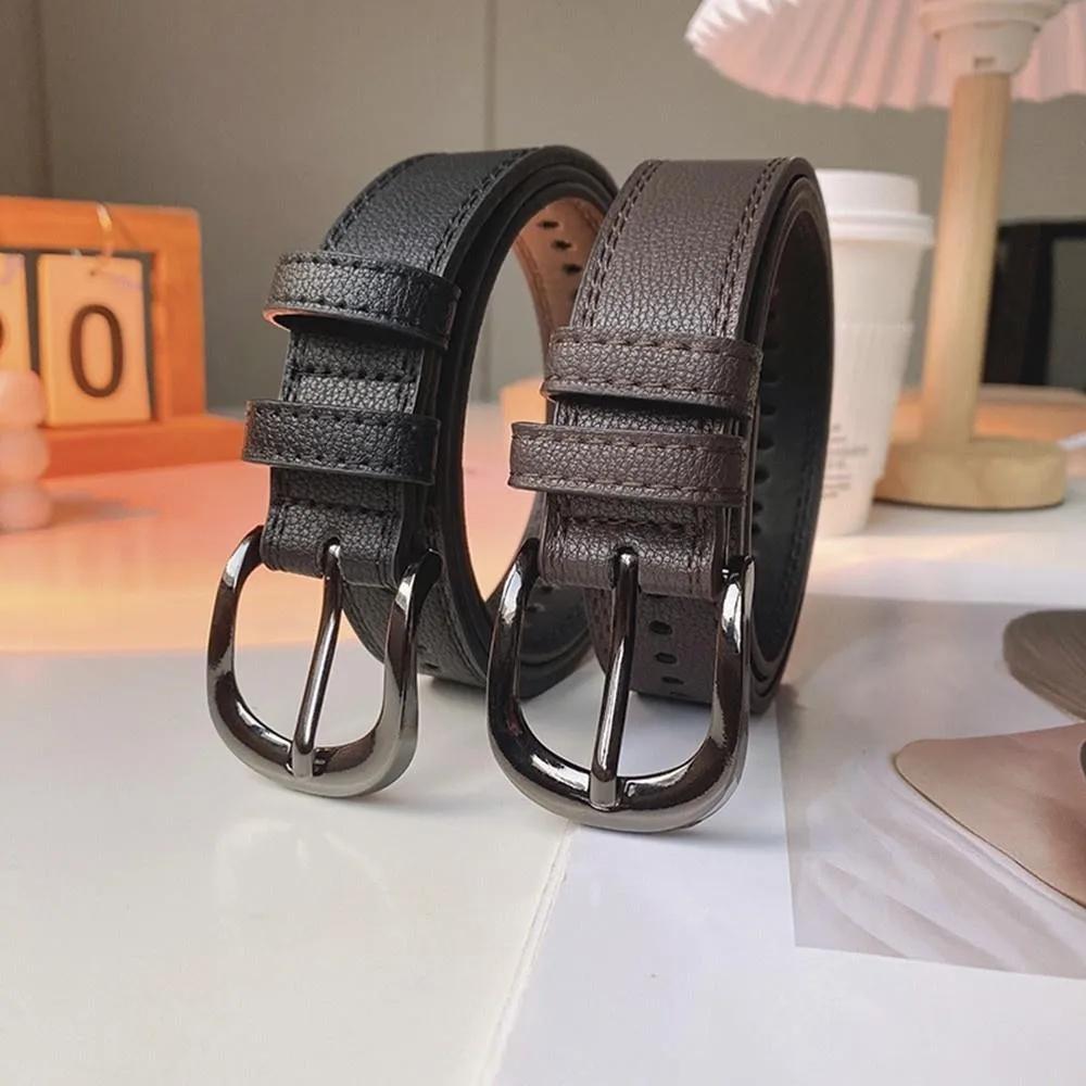 1 шт. Корейская версия, универсальный ретро-ремень для джинсов с пряжкой, с отверстиями по всему телу, модный простой ремень, аксессуар для костюма.