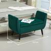 Upholstered Bench with Storage, Armrests, Velvet-Like Polyester, Rubberwood, 107 x 42 x 65 cm, Green