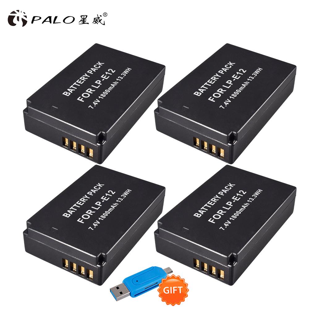 7.4v 1800mAh LP-E12 LPE12 LP E12 Rechargeable Camera Batteries(4 Pack) for Canon EOS M M2 100D EOSM EOSM2 EOS100D