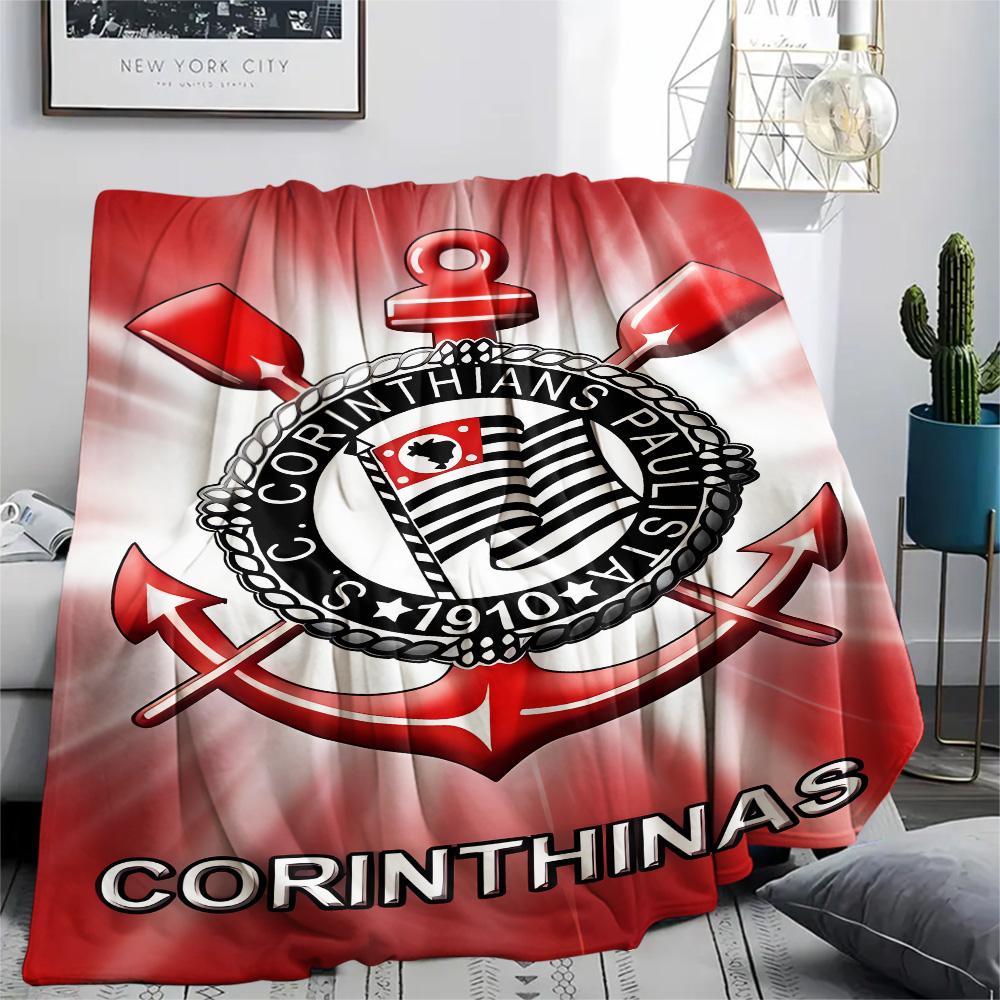 1Pc SC Corinthians Paulista Print Flannel Blanket High Quality Warm Comfortable Cover for All Seasons Perfect for Gifts Home Decor