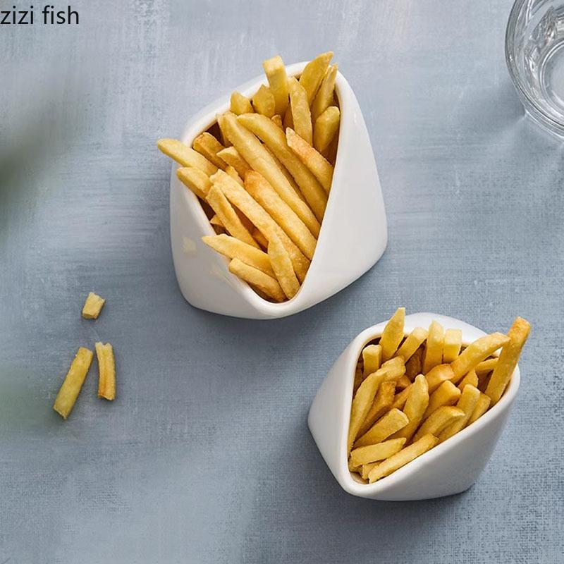 Однотонная нестандартная керамическая миска для картофеля фри, миска для десерта, миска для закусок, миски для приправ, креативная посуда для молекулярной кухни