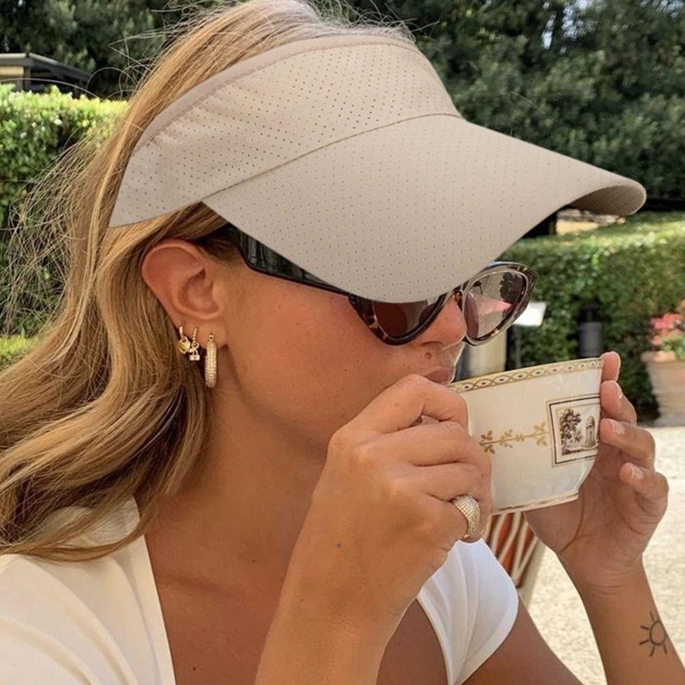 Летняя шляпа от солнца Защита от УФ-лучей Кепки-козырьки Быстросохнущая шляпа Шляпа с открытым верхом