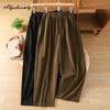 Korean Style Spring Autumn Women Harem Pants Elastic Waist Black Brown Casual Loose Corduroy Capris Vintage Baggy Ladies' Basic Pants