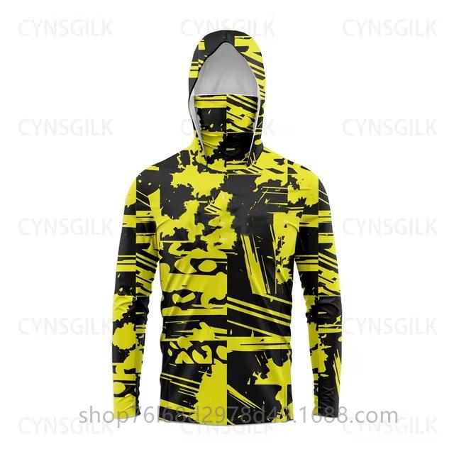 Outdoor sunscreen clothing, ice silk long-sleeved fishing clothing, quick-drying breathable hoodie, face towel, integrated mosquito-proof clothing