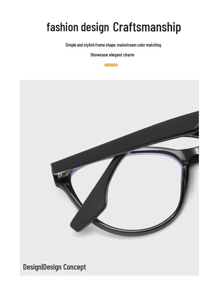 INS Style Cat-Eye TR Frame Glasses: Fit for Prescription, Anti-Blue Light, Large Face Slimming CP9