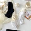 Дышащие Лолита Чулки Черные Белые JK Носки до середины икры Чулки с кружевной отделкой Для Женщин Девушек