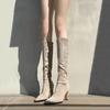 Pointed High-heeled Boots for Women's Autumn 2025 New Apricot Suede Elastic Thin Boots, But Knee Thick-heeled High Boots