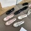 Модные балетки Женская обувь Сатиновые летние туфли Круглый носок Балетки Бант Пряжка Розовые Элегантные Женские Балетки