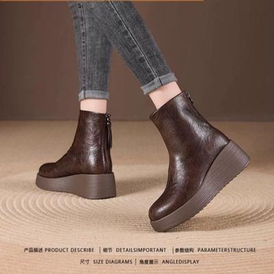 Модные ботильоны на платформе, ботильоны на высокой танкетке, ботильоны на высоком каблуке для женщин