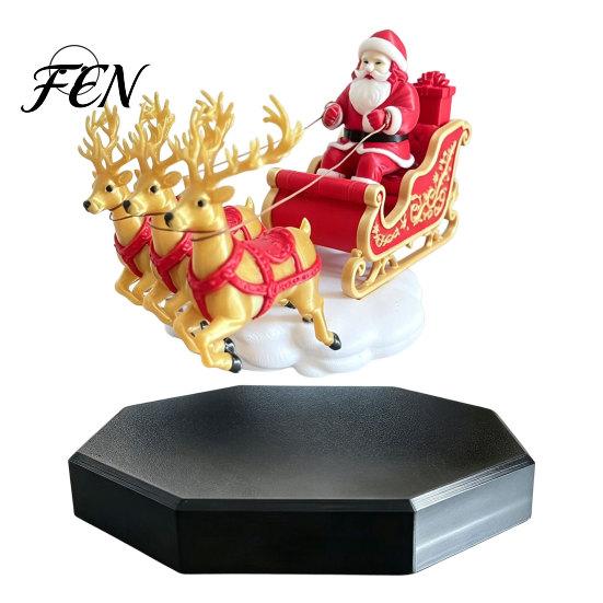 Desktop Holiday Display Floating Santa Sleigh, Flying Sleigh Magnetic Levitation Christmas Decorations, Festive Claus Tabletop Ornament for