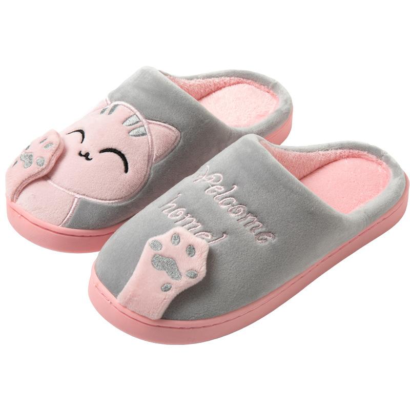 Fashion Shevalues Cute Plush Cotton Slippers For Women Winter Warm Cozy Furry Milk Cow Slides Indoor Non-slip Soft Fluffy House Slippers