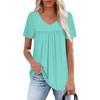 Women's Casual V-Neck Short Sleeve Chest Ruffle Solid Color Top