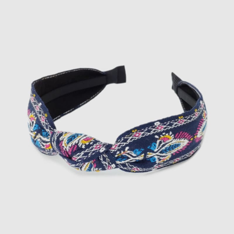 LALA Импортная кружевная этническая повязка для волос - ТЕМНО-СИНИЙ#