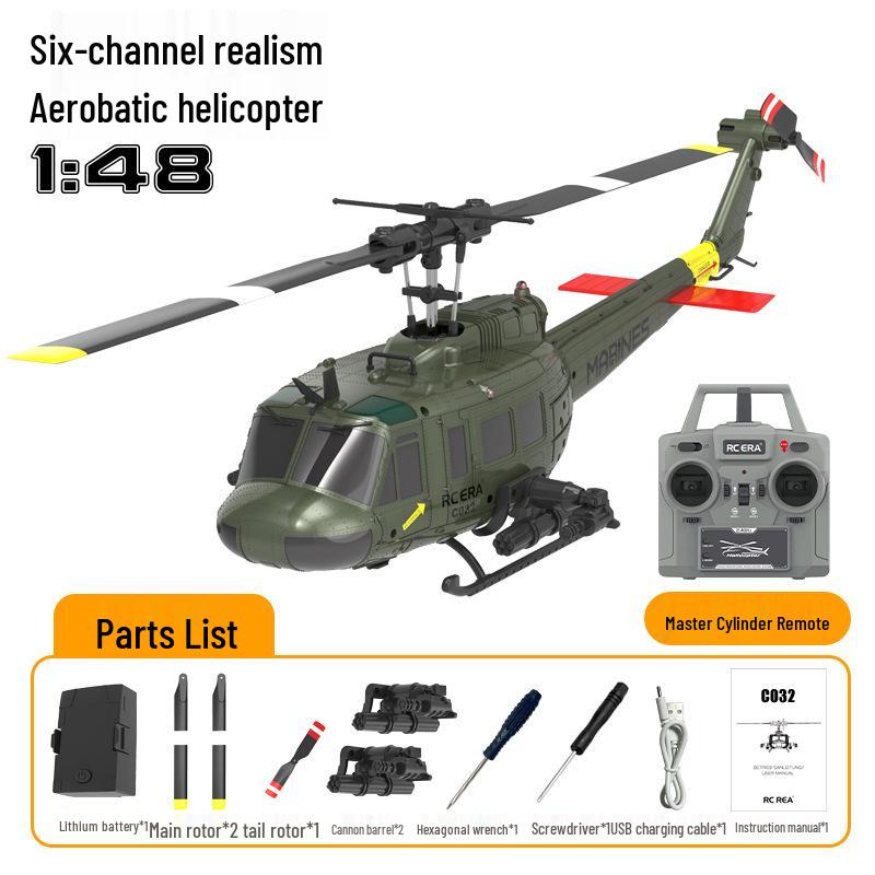 UH-1 Шестиканальный Бесфлайбарный Перевернутый Трюковой Вертолет на Радиоуправлении Игрушка
