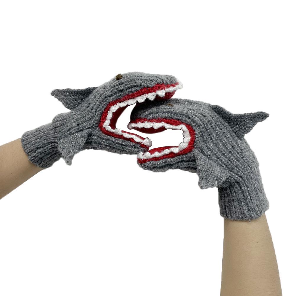 3D Christmas Shark вязаные перчатки с полными пальцами для осени и зимы