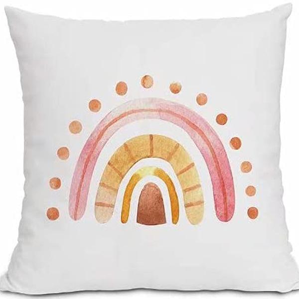 Modern Minimalist INS Rainbow Pillowcase Fresh Printed Linen Cushion Pillowcase Living Room Sofa