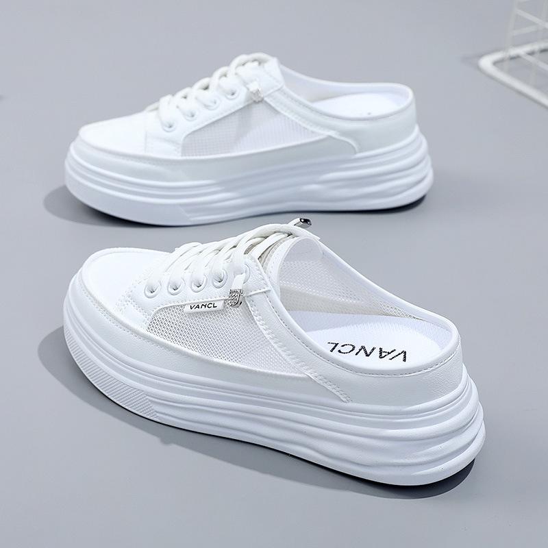 Summer Trendy Women's Half Slippers Fashion Breathable Platform Shoes Modern Sandals Small White Shoe Korean Student Shoes Mujer