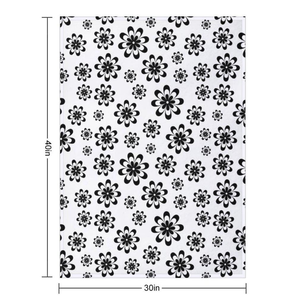 Black and White Flowers Theme Throw Blanket Hairys Shaggy Bed Sofa Blankets