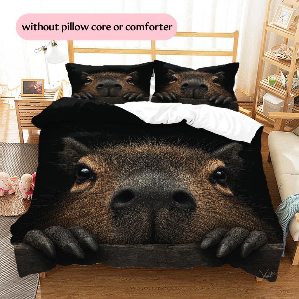 Capybara Pattern Bedding Home Decoration Birthday Gift (1 * duvet cover + 2 * pillowcase, without core)