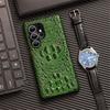 Тонкий чехол из натуральной коровьей кожи для Samsung Galaxy S10 S20 S21 S22 S23 S24 S25 Ultra, задняя крышка 3D с рисунком крокодиловой черепа