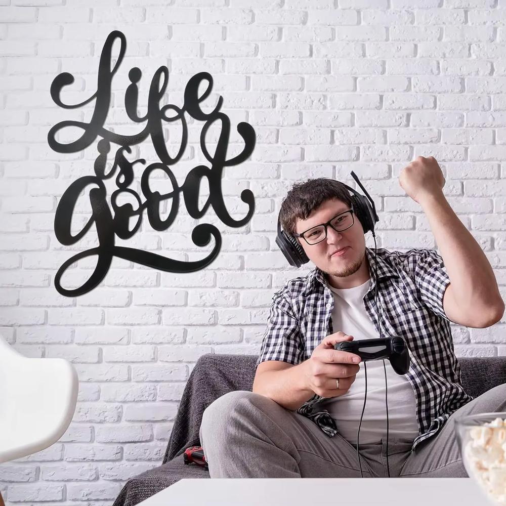Exquisite 'Life Is Good' Metal Sign. 3D Iron Word. Vintage Art Decor. Rustic Farmhouse for Living Room. Indoor or Outdoor Charm.