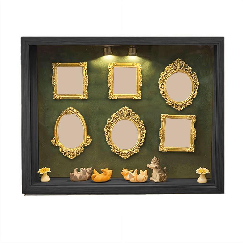 DIY Cat Mini Museum Silhouette Box, Familyand Cat Memory Photo Display Case Frame Silhouette Box With Light