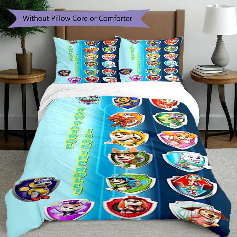3pcs Duvet Cover Set (1*Duvet Cover + 2*Pillowcase, Without Core), PAW Patrol Print Bedding Set, Bedroom Decor, All‑Season, Birthday Gift