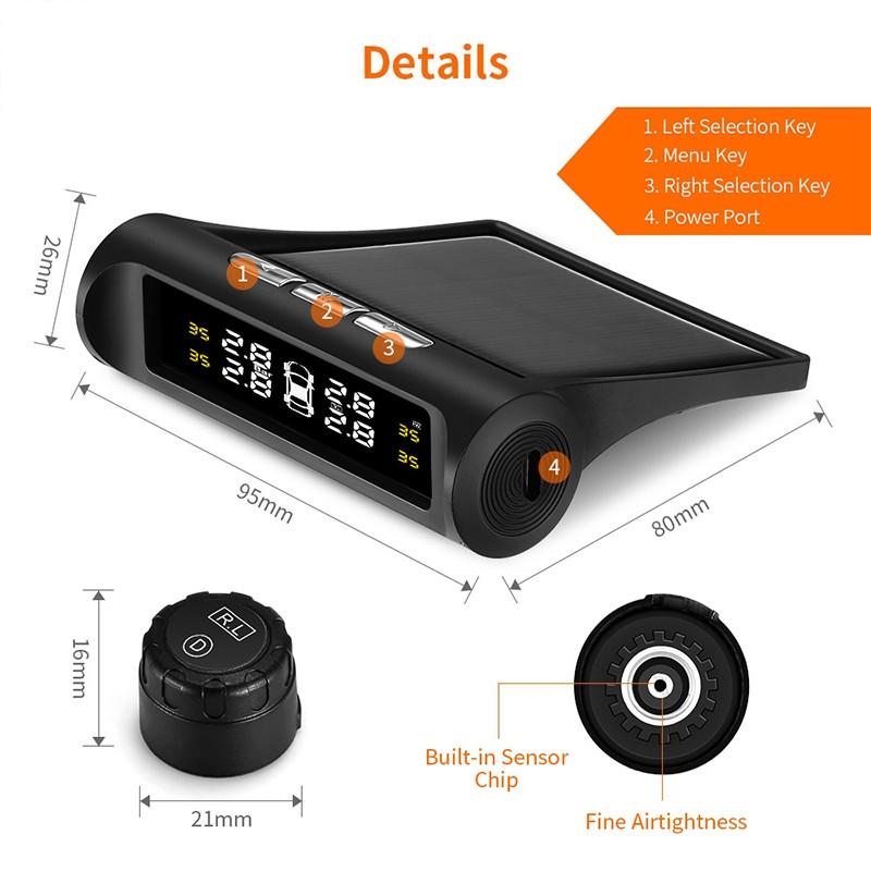Автомобильная система контроля давления в шинах TPMS, внешний детектор давления в шинах автомобиля, системы охранной сигнализации, солнечная энергия