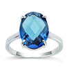 Silver Ring 'Sissi' Blue White Silver (rhodium) - 13x10mm (London Blue)