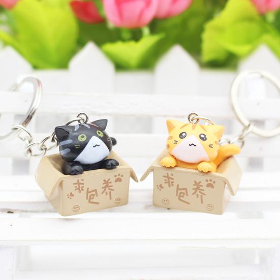 Прекрасный мультяшный котенок коробка кулон брелок для ключей держатель сумка висячий орнамент