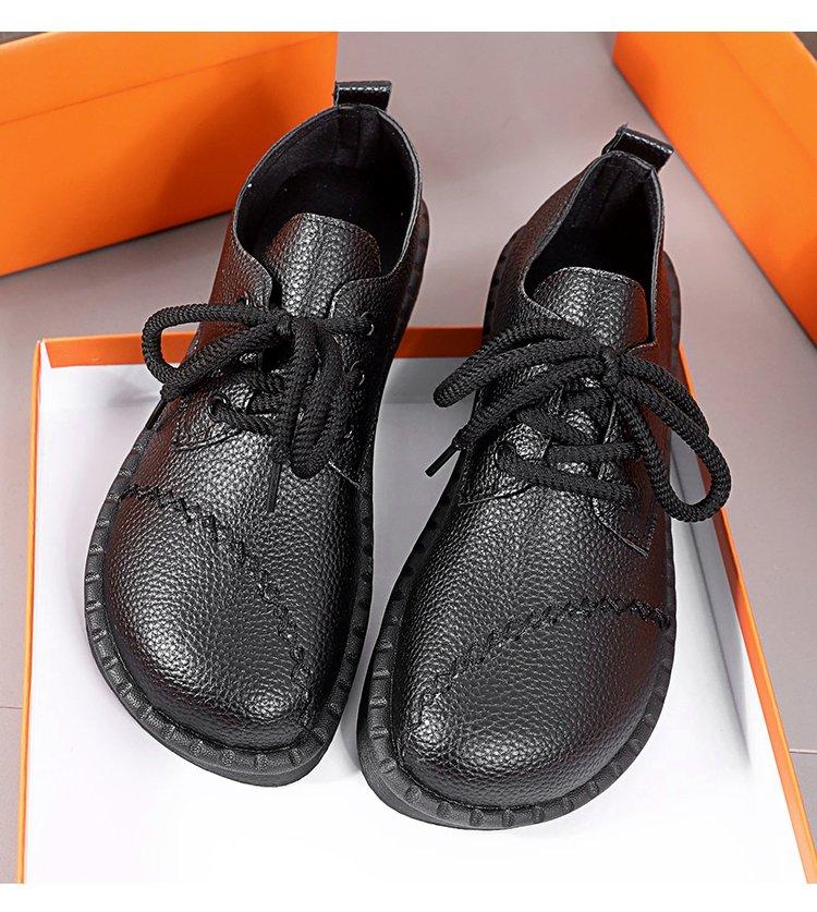 2026 New Women's Comfort Flats - Leather Lace-Up Shoes with Anti-Slip Cushioned Sole, Fall/Winter Casual Shoes for Mothers