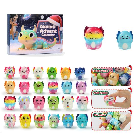 Адвент-календарь Аксолотль 2025 Коробка для отсчета 24 дней до Рождества с акрилом
