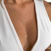 Retro Hollow Heart Pendant Necklace - Simple Y-Shaped Clavicle Chain