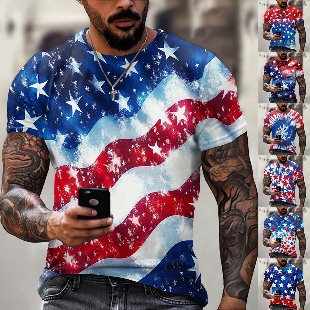 Летняя мужская популярная футболка с круглым вырезом и коротким рукавом с принтом