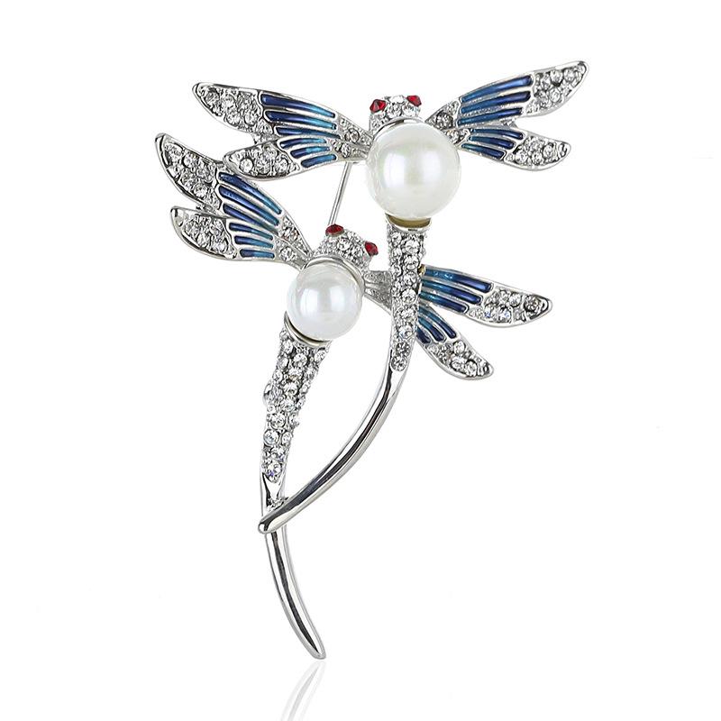 Retro Diamond-Encrusted Dragonfly Brooch Temperament Dripping Insect Brooch Niche Design Sense Pin Suit With Accessories