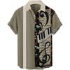 Men's Casual Shirt 3D Music Note Printed Hawaiian Men's Short Sleeve Lining