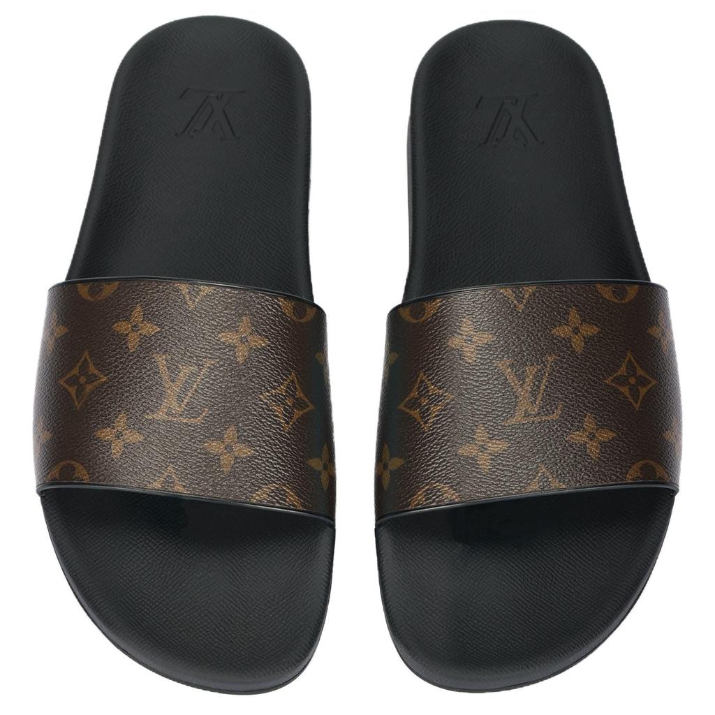 Louis Vuitton Шлепанцы-слайдеры Waterfront Мужские Черный Коричневый 1A3PSB