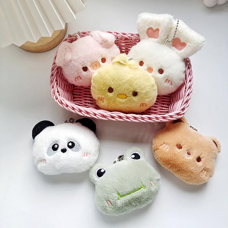 Cartoon Soft Animal Keychain Cute Plush Bear Keyring For Women Rabbit Frog Doll Keychain Backpack Pendant Ornaments Girls Gift