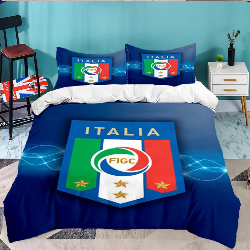 Italy Football Crest 3PCS Bedding set,Ideal for 1pc Duvet Cover And 2pcs Pillowcases Perfect for Fan gift,Ideal for Bedroom, Dormitory