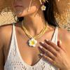 Комплект Hawaiian necklace & earrings Plumeria & Rice Beads от Shein