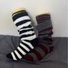 Два предмета носков до середины икры из чистого хлопка, двухслойные, расклешенные, с ощущением высокого класса, женские трехмерные полосатые стильные длинные носки