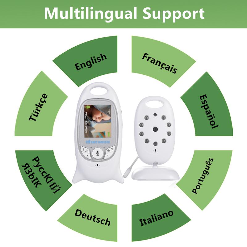 VB601 Радионяня с вилкой европейского стандарта, 2 дюйма, электронная няня, радио, видеокамера для няни, камера ночного видения, мониторинг температурыAA