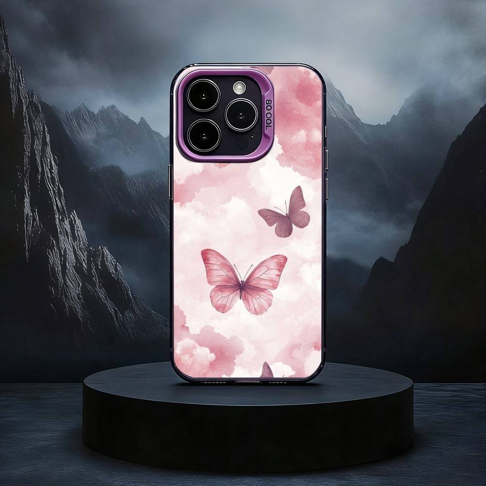 P-Painting B-Butterfly Phone Case For iPhone17,16,15,14,13,12,11 Plus,Pro Max Black Candy silver phone case