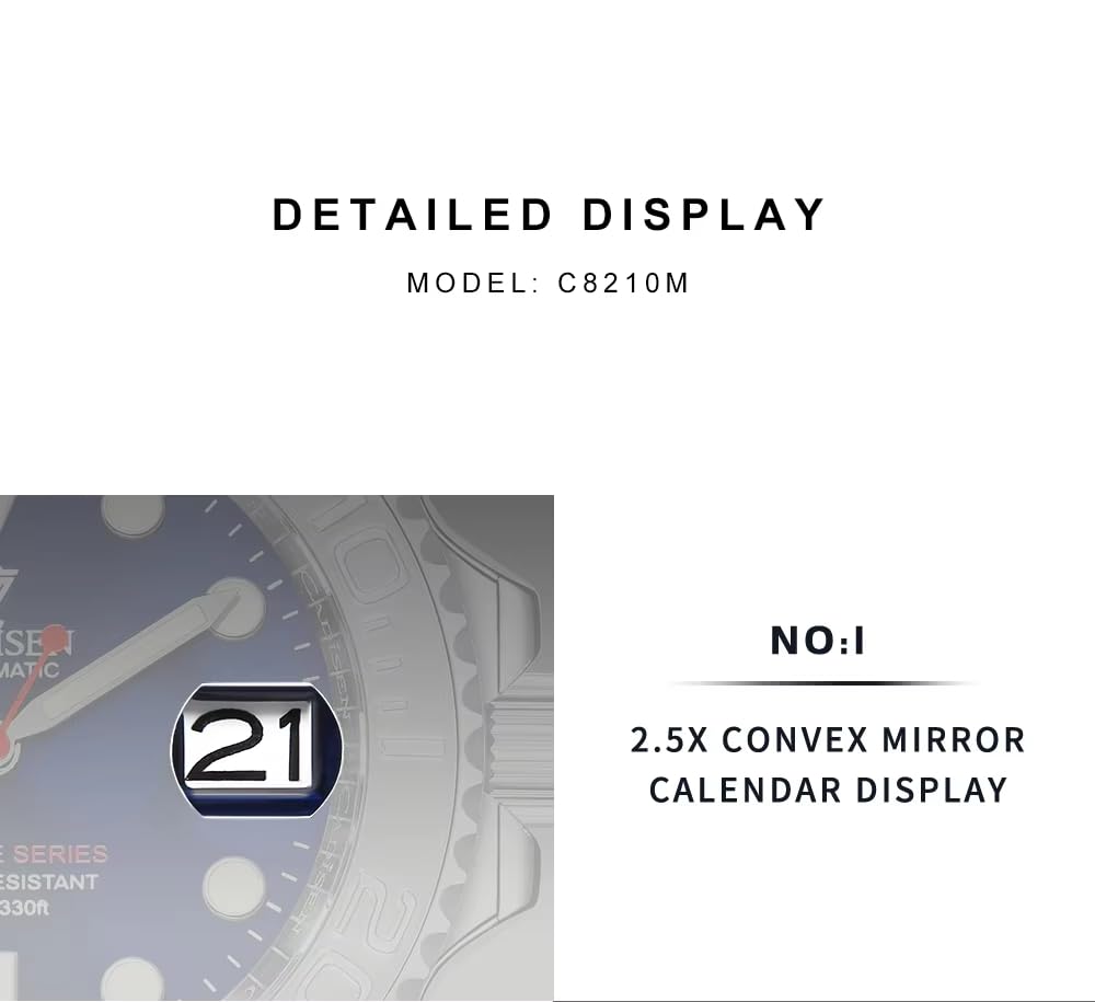 Cadisen Сделано в NH35 Yacht Немецкий Ретро Водонепроницаемость до 10 Механический Корпус Работа Платье Нержавеющая сталь Сапфир Подарок на совершеннолетие C8210 Мужские часы,