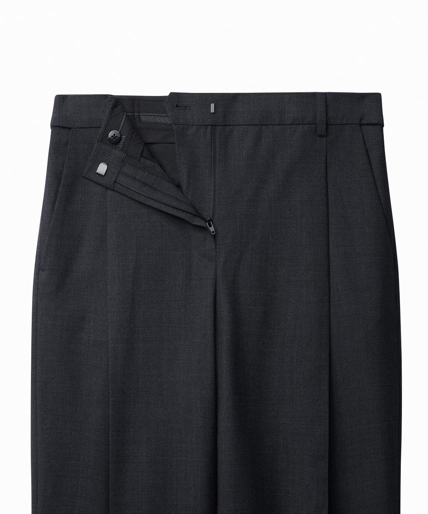 MUSINSA STANDARD WOMAN Женские летние шерстяные брюки с одной складкой, широкие, с скрытой эластичной талией [Угольно-серый]